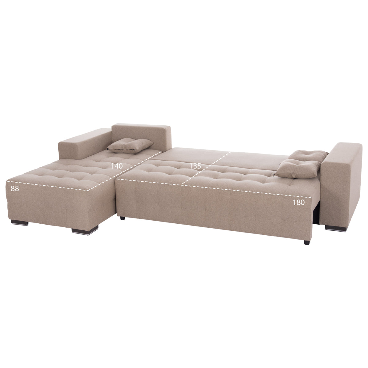 Corner Sofa-bed With Storage Space Trendston Hm3302.03l Beige Fabric 298x177x95hcm.