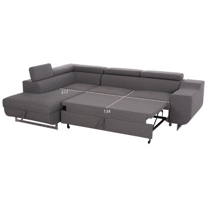 Corner Sofa-bed With Storage Space Encore Hm3301.01l Grey Fabric 285x205x90hcm.