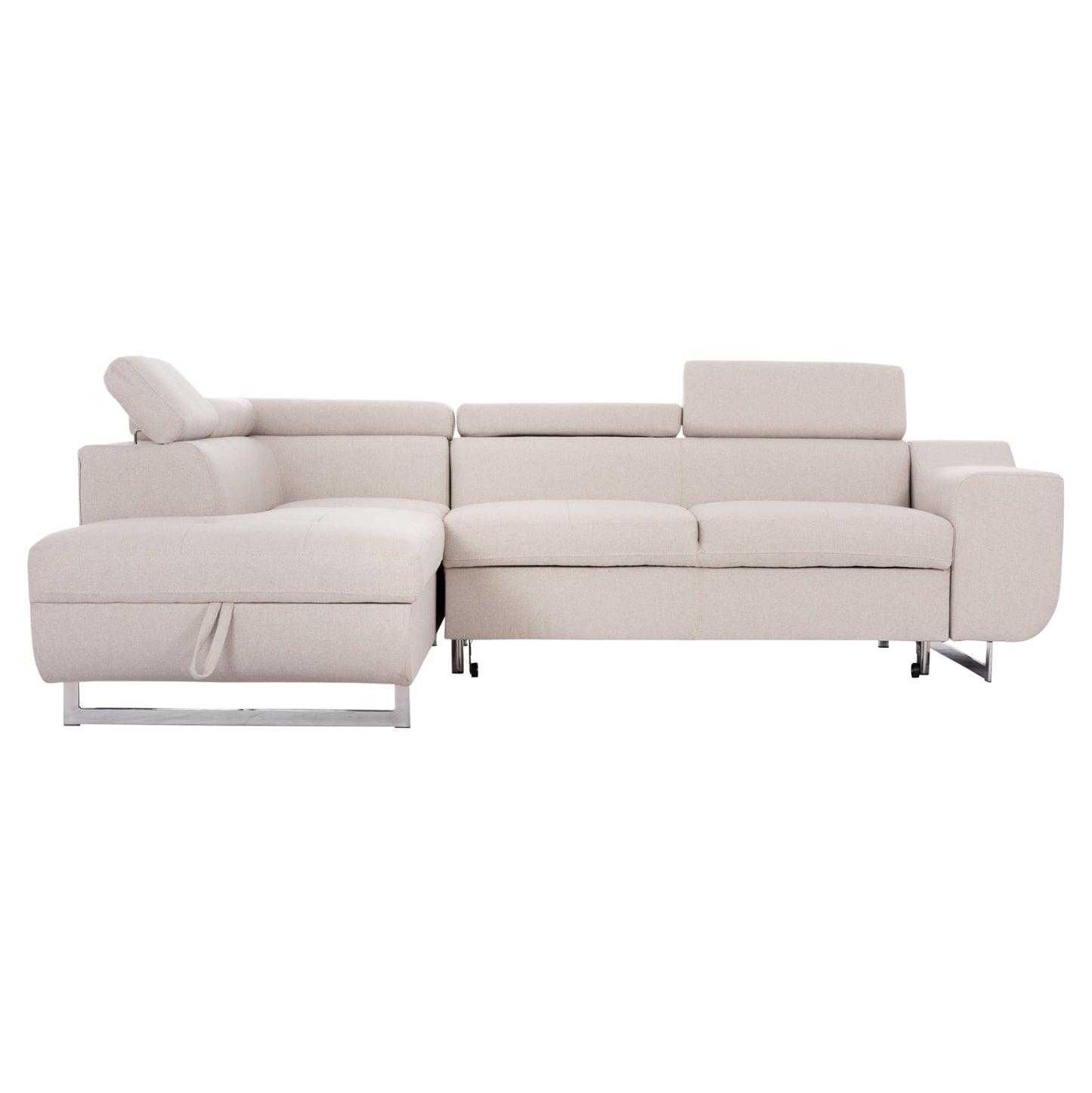 Corner Sofa-bed With Storage Space Encore Hm3301.03l Beige Fabric 285x205x90hcm.