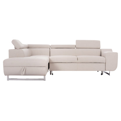Corner Sofa-bed With Storage Space Encore Hm3301.03l Beige Fabric 285x205x90hcm.