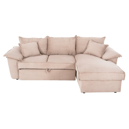 Corner Sofa-bed With Storage Space Aldo Hm3276.01r Beige Fabric 256x91-159x87hcm.