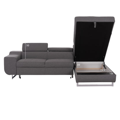 Corner Sofa-bed With Storage Space Encore Hm3301.01r Grey Fabric 285x205x90hcm.