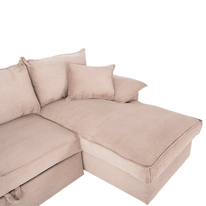 Corner Sofa-bed With Storage Space Aldo Hm3276.01r Beige Fabric 256x91-159x87hcm.