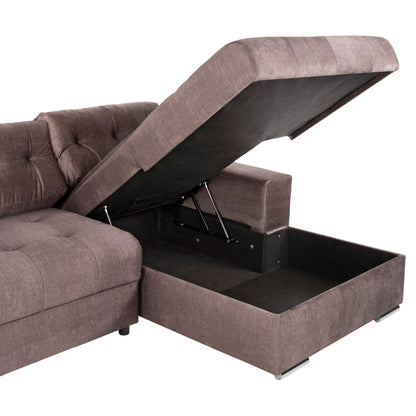 Corner Sofa-bed With Storage Space Clancy Hm3281.03r Brown Fabric 308x181x92hcm.