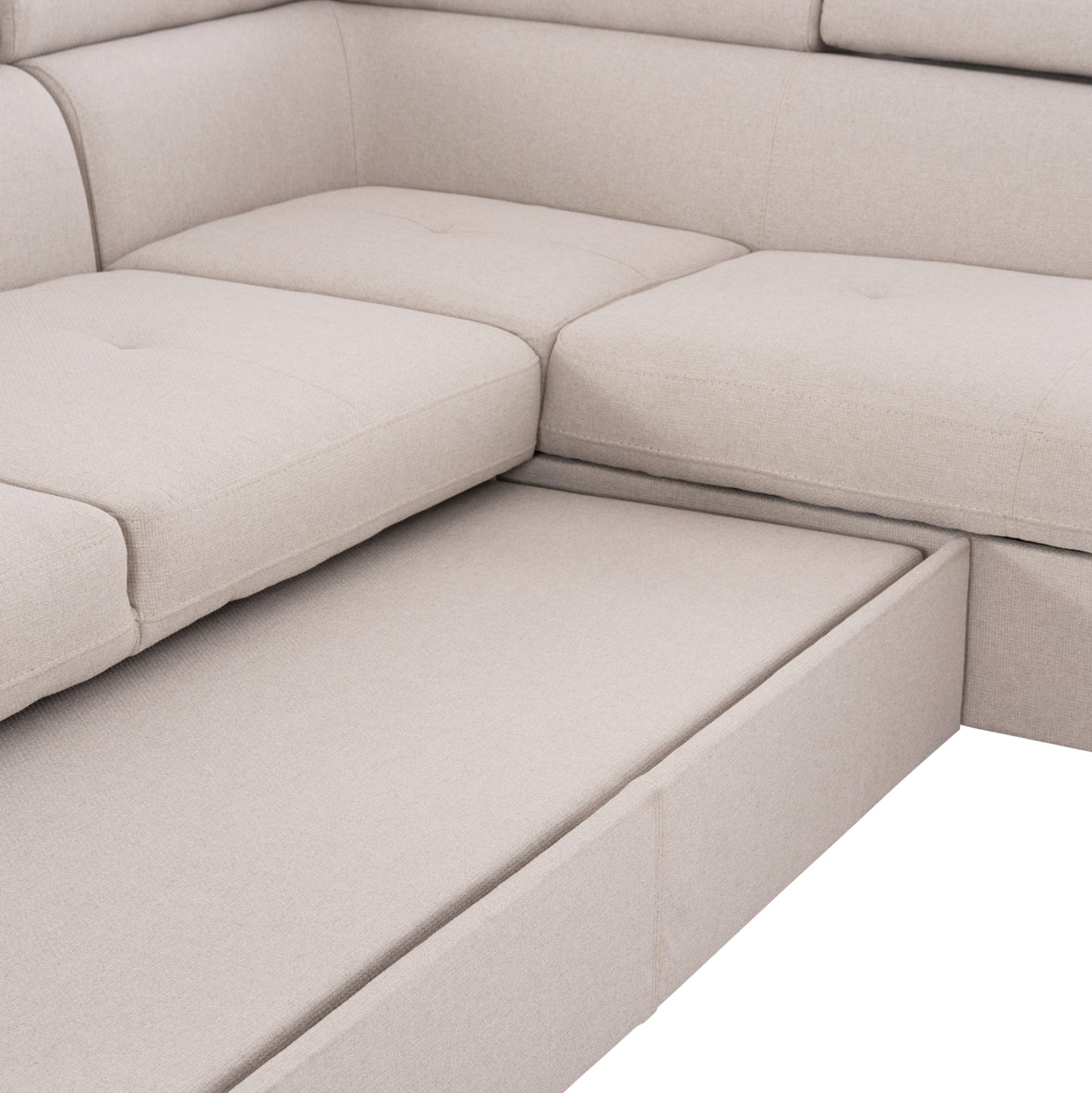 Corner Sofa-bed With Storage Space Encore Hm3301.03r Beige Fabric 285x205x90hcm.