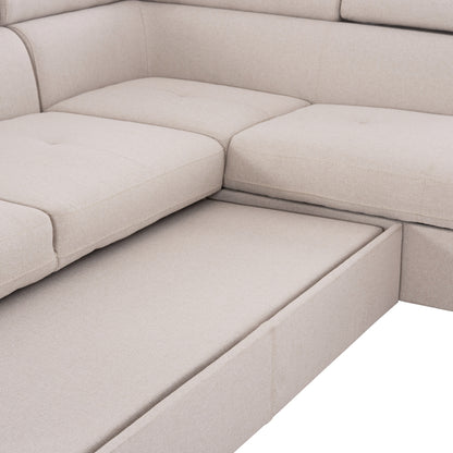 Corner Sofa-bed With Storage Space Encore Hm3301.03r Beige Fabric 285x205x90hcm.