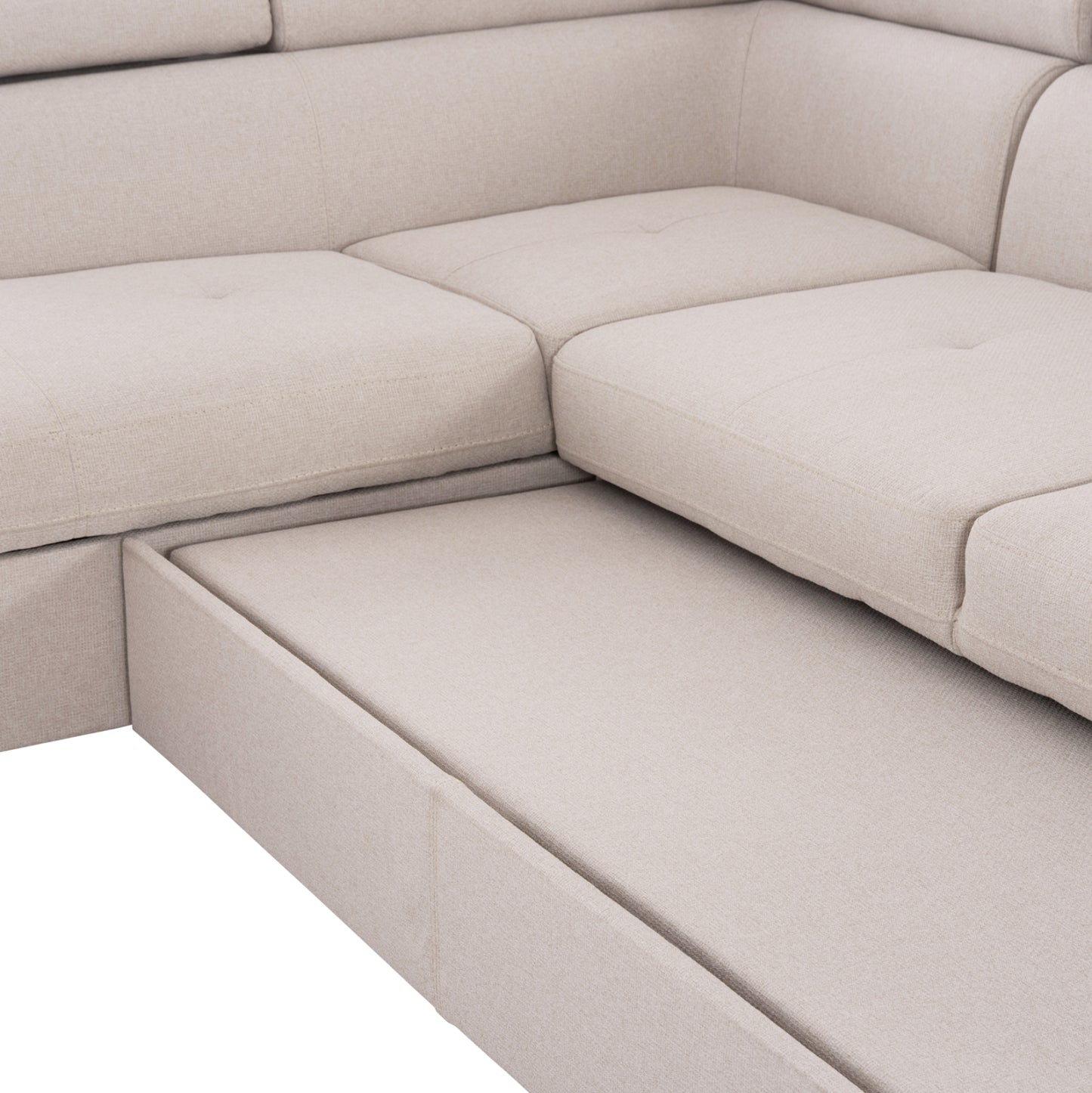 Corner Sofa-bed With Storage Space Encore Hm3301.03l Beige Fabric 285x205x90hcm.