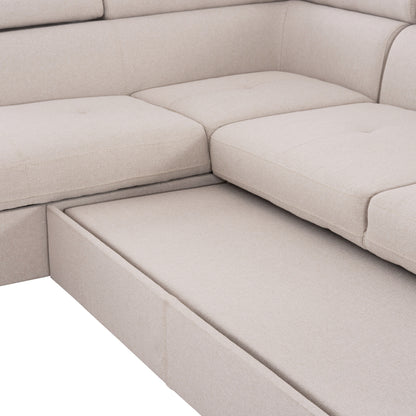 Corner Sofa-bed With Storage Space Encore Hm3301.03l Beige Fabric 285x205x90hcm.