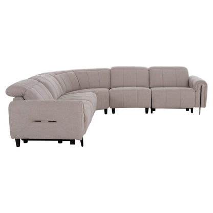 Corner Sofa With 2 Recline Seats Oracle Hm3290.02 Beige Fabric 260x260x90(seat Depth)x94hcm.
