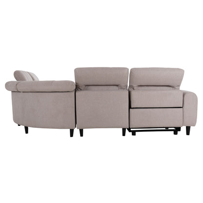 Corner Sofa With 2 Recline Seats Oracle Hm3290.02 Beige Fabric 260x260x90(seat Depth)x94hcm.