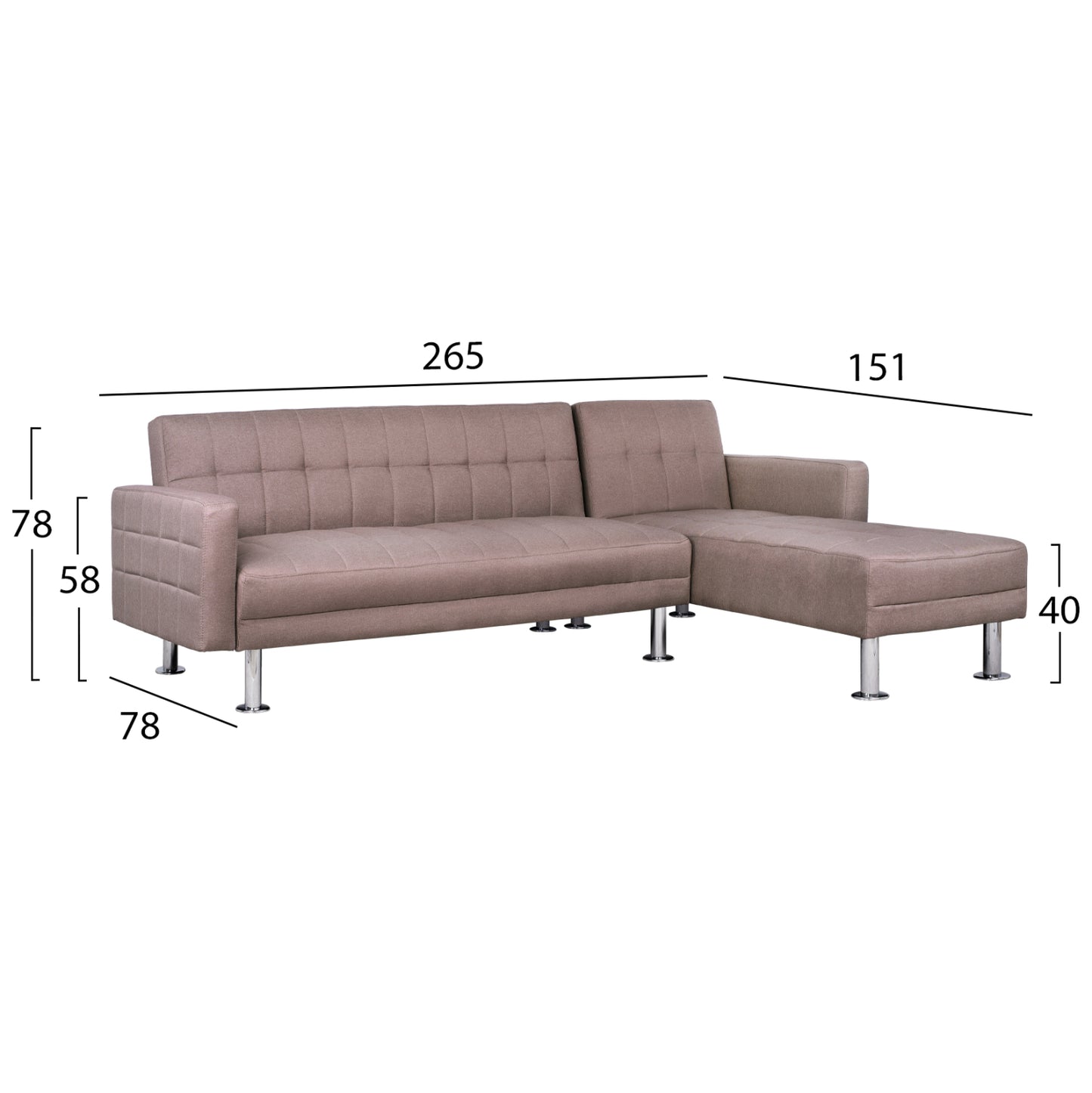 Mutli Corner Sofa Beige Sofa Bed Holden Hm3147.02 Recersible 265x151x78cm