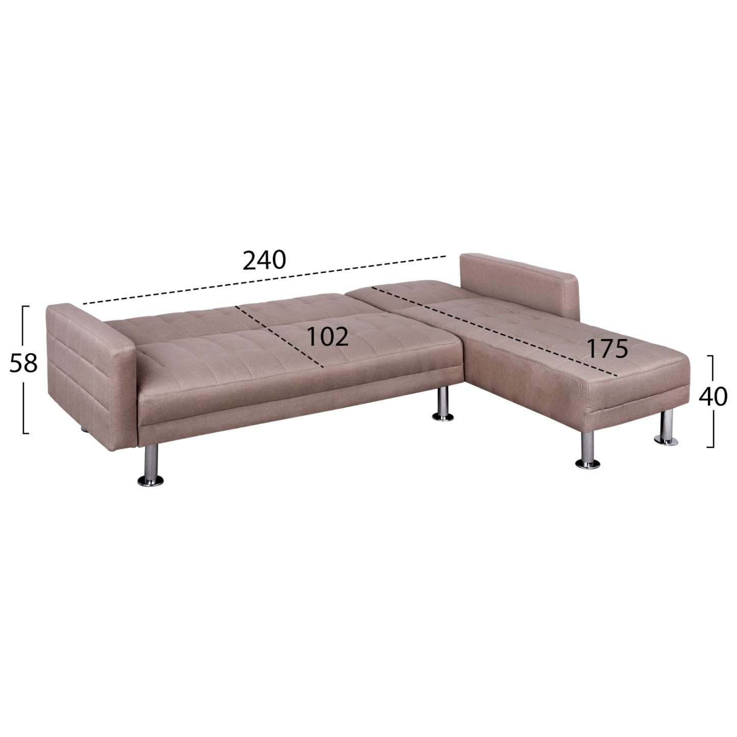 Mutli Corner Sofa Beige Sofa Bed Holden Hm3147.02 Recersible 265x151x78cm