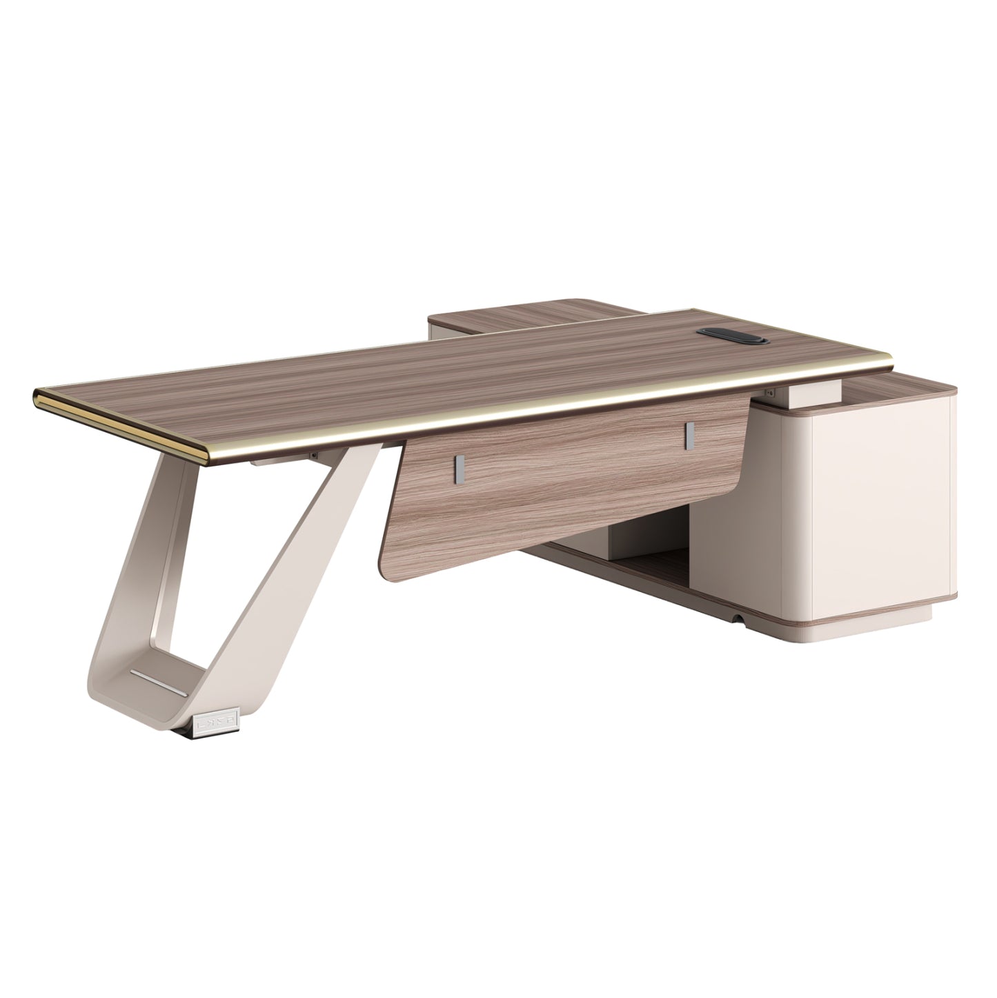 Left Corner Office Desk Superon ΗΜ2139l Melamine In Natural-beige--metal Leg 240x180x76hcm.