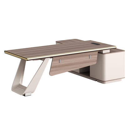 Left Corner Office Desk Superon ΗΜ2139l Melamine In Natural-beige--metal Leg 240x180x76hcm.