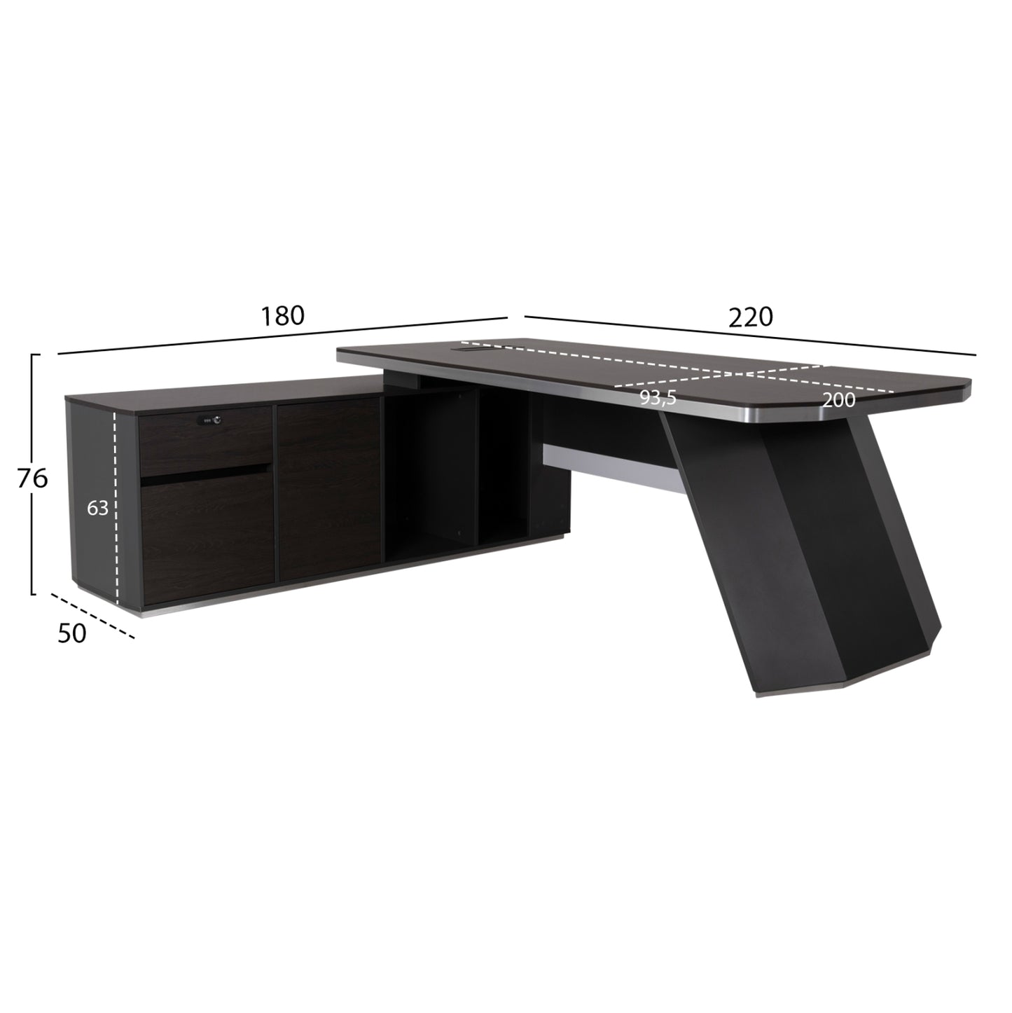 Professional Office Desk Left Corner Rosewood Hm2083l 220x180x76hcm