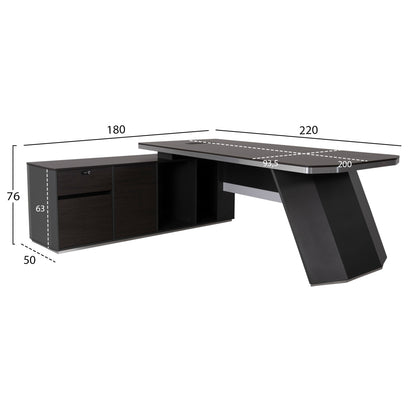 Professional Office Desk Left Corner Rosewood Hm2083l 220x180x76hcm