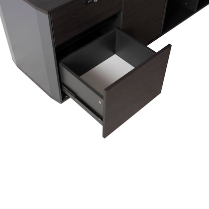 Professional Office Desk Left Corner Rosewood Hm2083l 220x180x76hcm