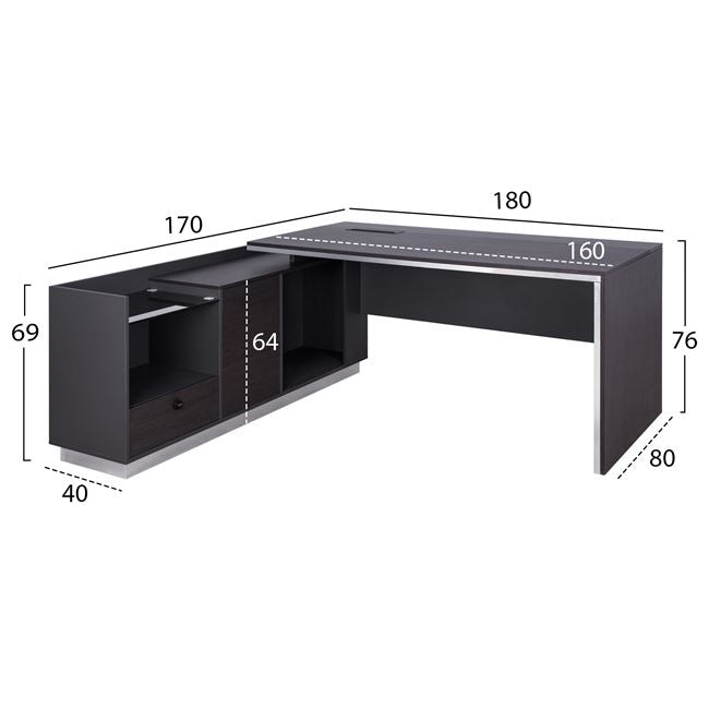 Professional Office Left Corner Rosewood Hm2086l 180x170x76cm