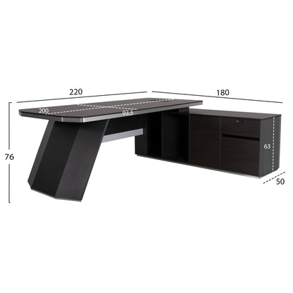 Professional Office Right Corner Rosewood Hm2083r 220x180x76Ηcm