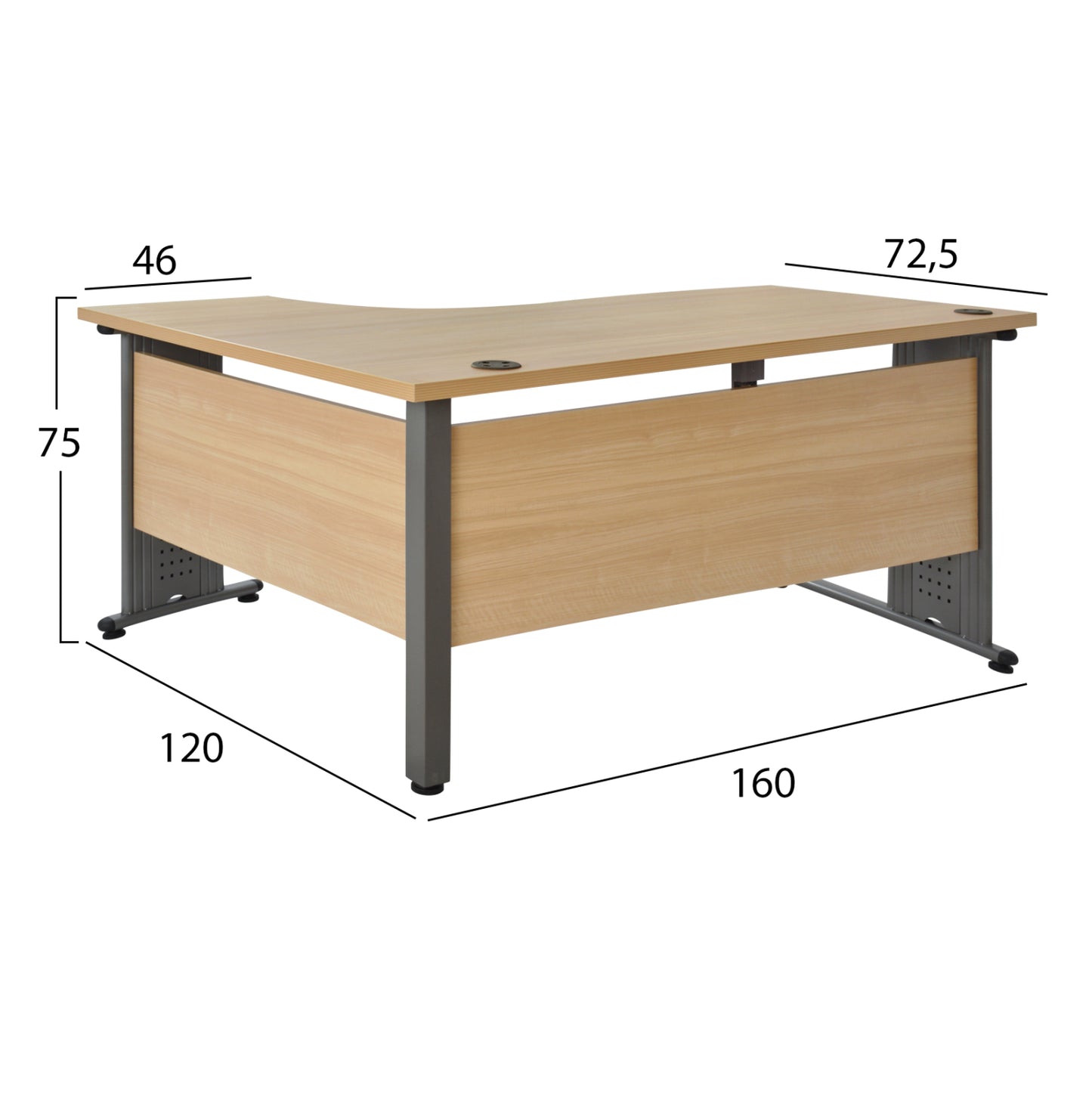 Professional Right Corner Office Hm2043.01r In Oak Color 160x120x75