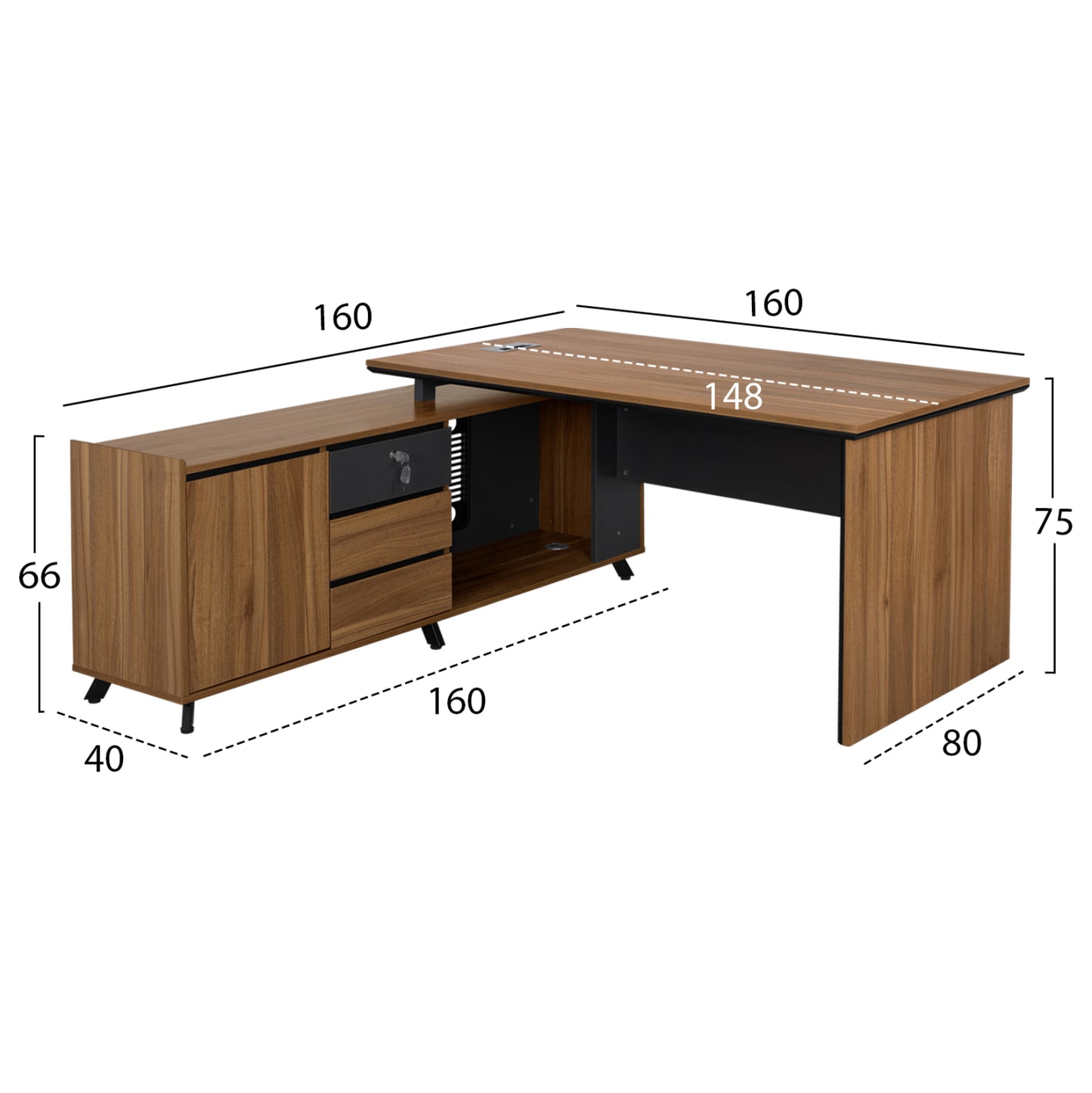 Professional Office With Reversible Angle Supreme 160x160x75cm Hm2348