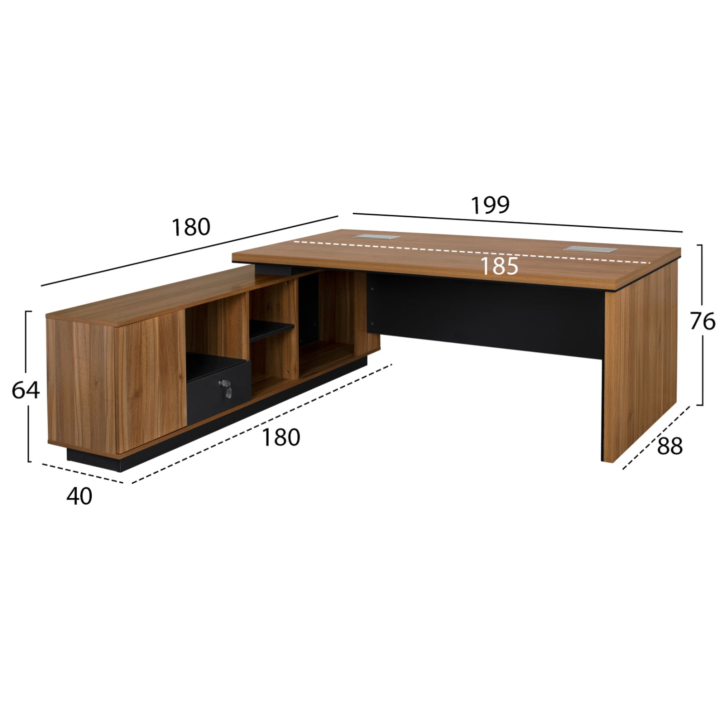 Professional Office With Reversible Angle Supreme 199x180x76cm Hm2347