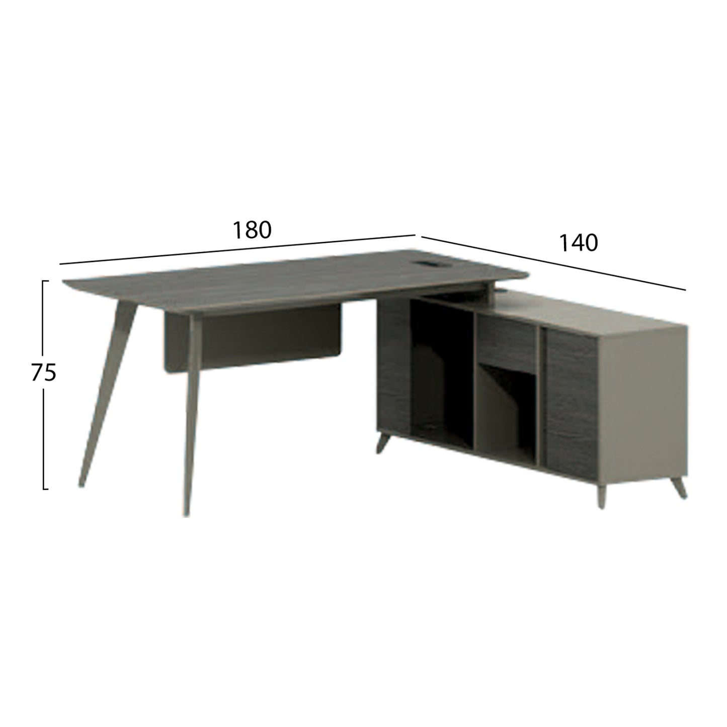 Professional Office Lux Series 180x140x75 Reversible Corner Mocha & Ash Hm2116