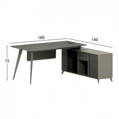 Professional Office Lux Series 180x140x75 Reversible Corner Mocha & Ash Hm2116