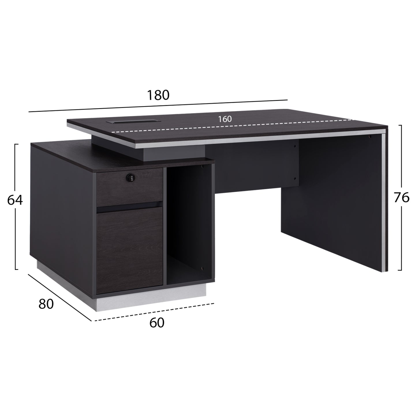 Professional Office With Left Closet Rosewood Hm2113l 180x80x76cm