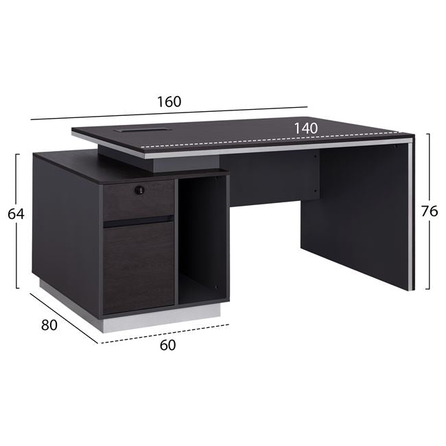 Professional Office With Left Cabinet Rosewoof Hm2087l 160x80x76cm