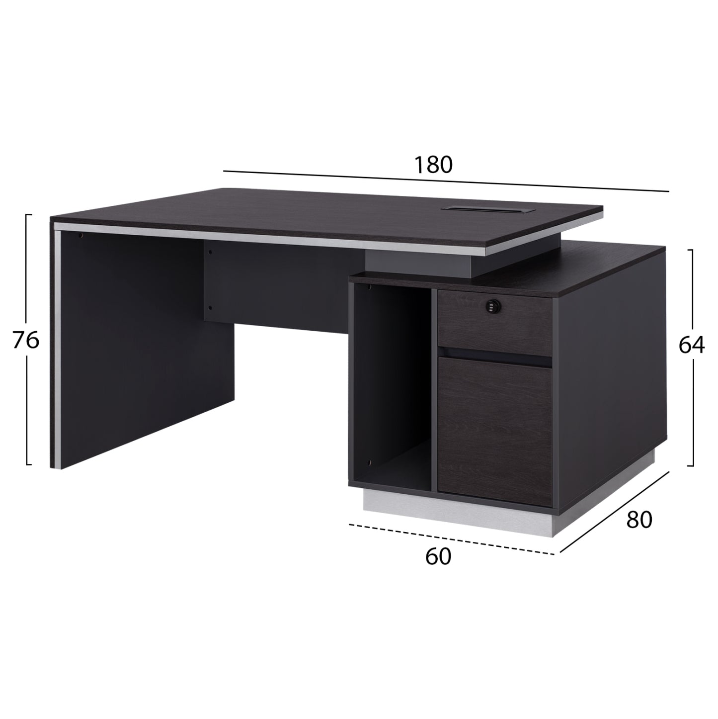 Professional Office With Right Closet Rosewood Hm2113r 180x80x76cm