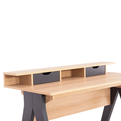 Desk Rexin Hm18290 Melamine In Sonama-grey 120x19-59x75-85.5hcm..