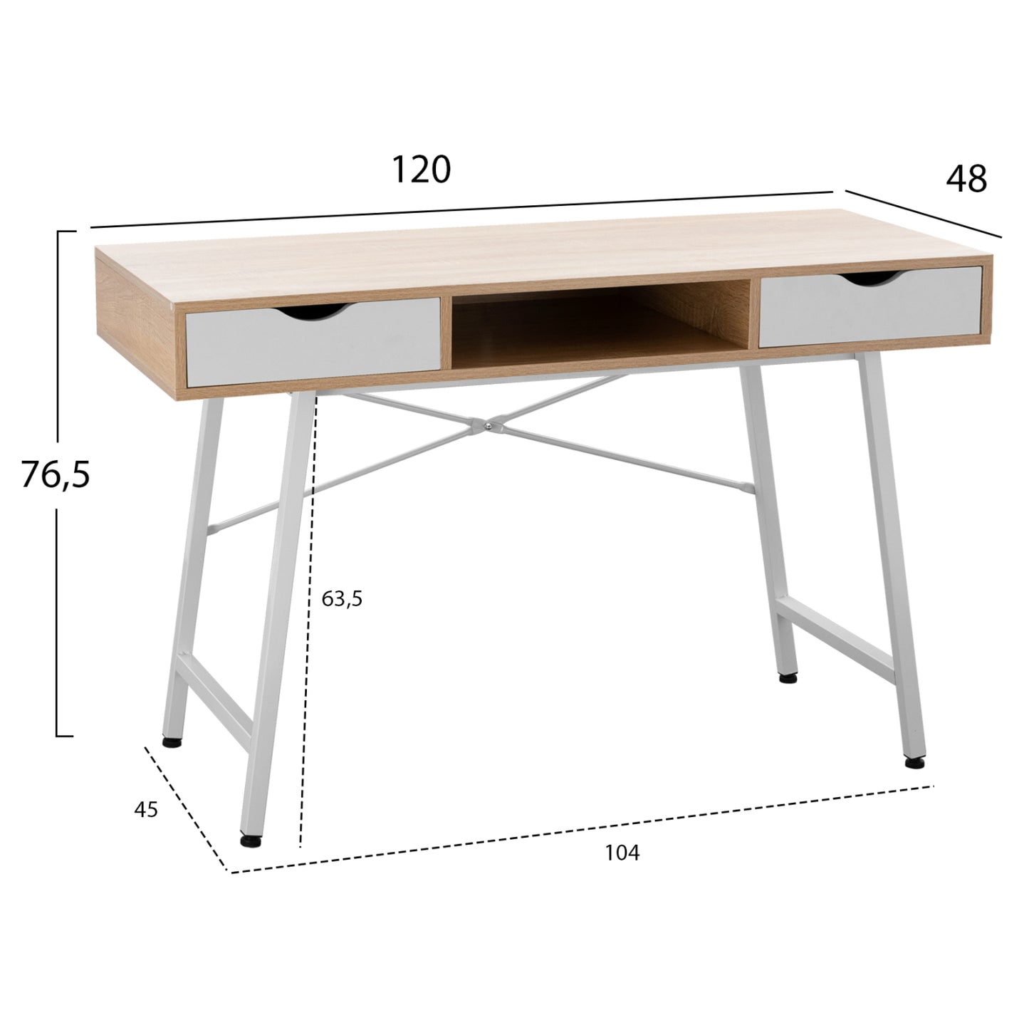 Hm2128.01 Desk, Sonama-white, 120x48x76,5