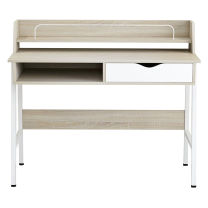 Desk Olivier Hm2129.01 Melamine In Sonama And White-white Metal Frame 104Χ48Χ89hcm.