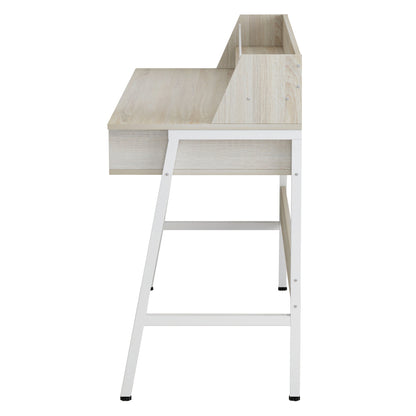 Desk Olivier Hm2129.01 Melamine In Sonama And White-white Metal Frame 104Χ48Χ89hcm.