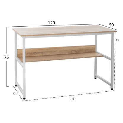 Desk Portis Hm2131.01 Melamine In Sonama With White Matte Metal Frame 120x50x75cm.