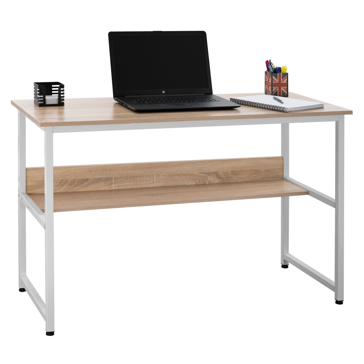 Desk Portis Hm2131.01 Melamine In Sonama With White Matte Metal Frame 120x50x75cm.
