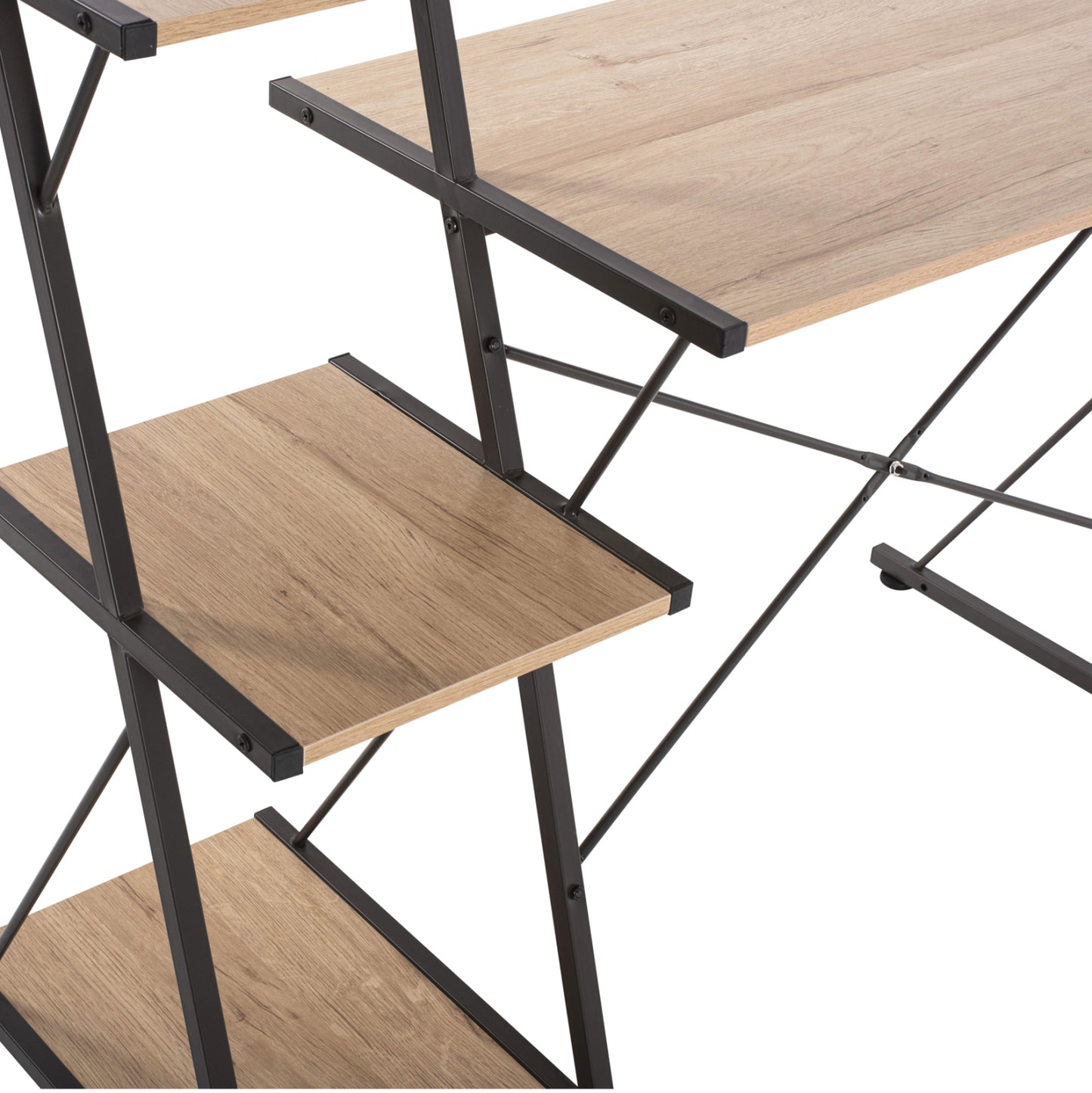Desk Norex Hm9317 Metallic Black With Mdf Desktop In Oak Color 116x48x89,5hcm.