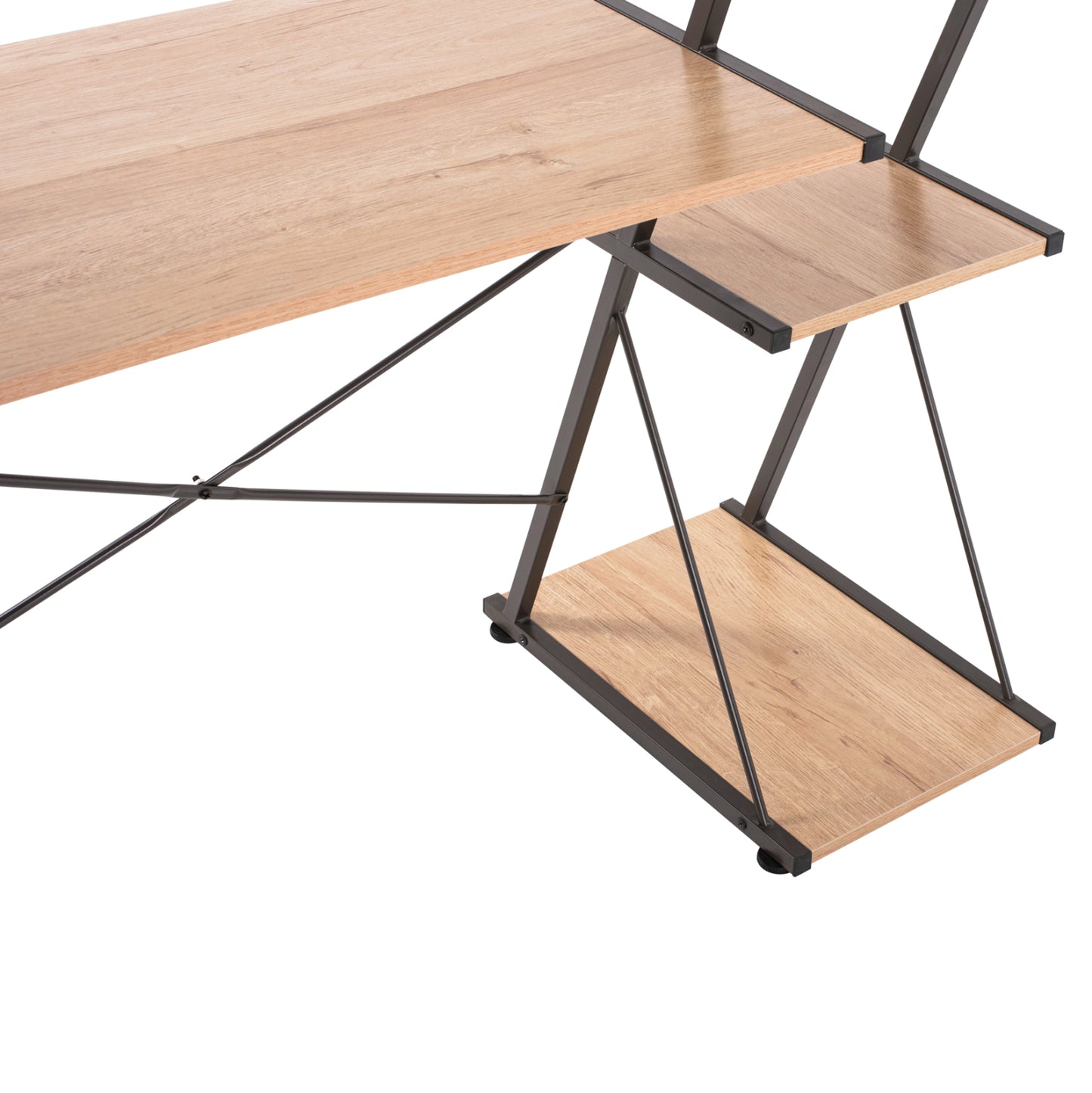 Desk Norex Hm9317 Metallic Black With Mdf Desktop In Oak Color 116x48x89,5hcm.