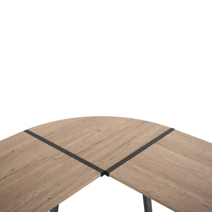 Corner Desk Hm9319 Dark Grey  Metal Frame And Mdf Desktop In Oak Color 147x112x74hcm.