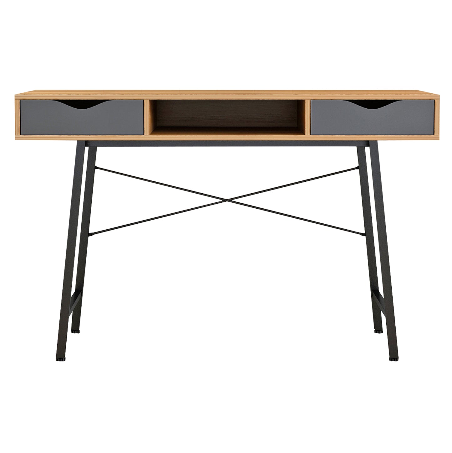 Hm2128.03 Desk, Walnut-grey-black, 120x48x76,5