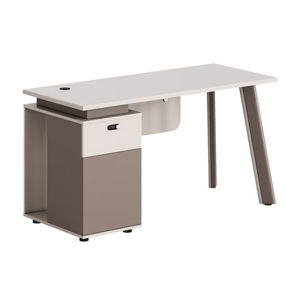Office Desk Left Cabinet Newline Hm18273l Melamine In Cream White-light Brown 120x60x75hcm.