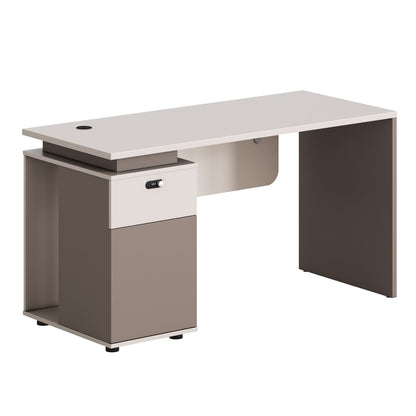 Office Desk Left Cabinet Newline Hm18274l Melamine In Cream White-light Brown 120x60x75hcm.