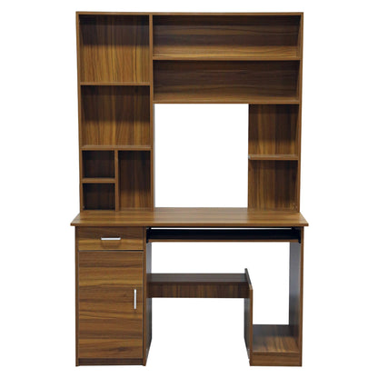 Hm2032.04 Desk Status With Bookcase-shelves, Walnut,120x55x182