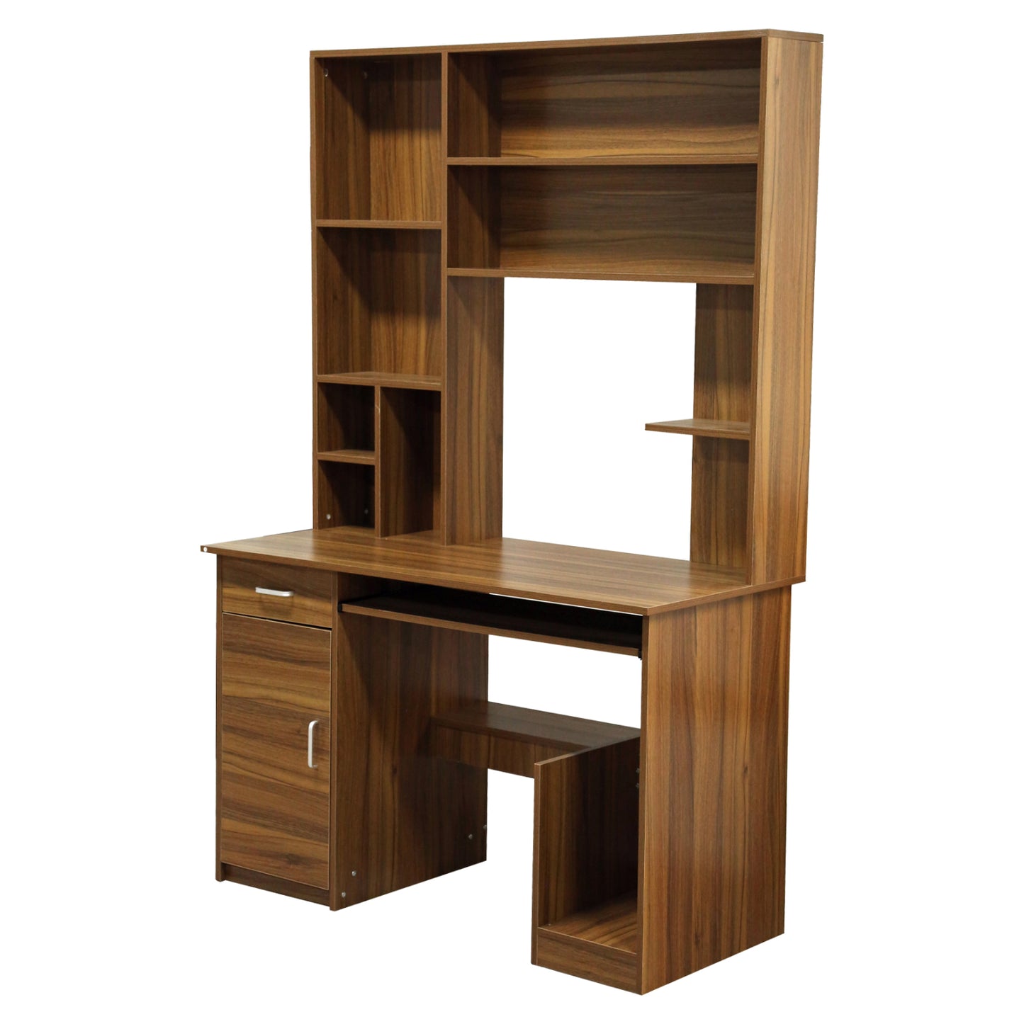 Hm2032.04 Desk Status With Bookcase-shelves, Walnut,120x55x182