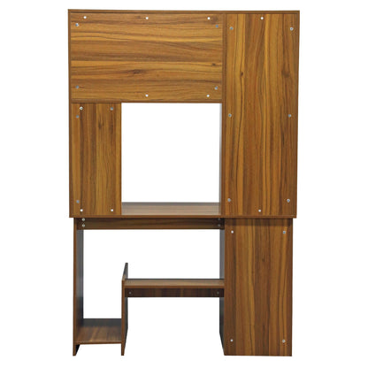 Hm2032.04 Desk Status With Bookcase-shelves, Walnut,120x55x182
