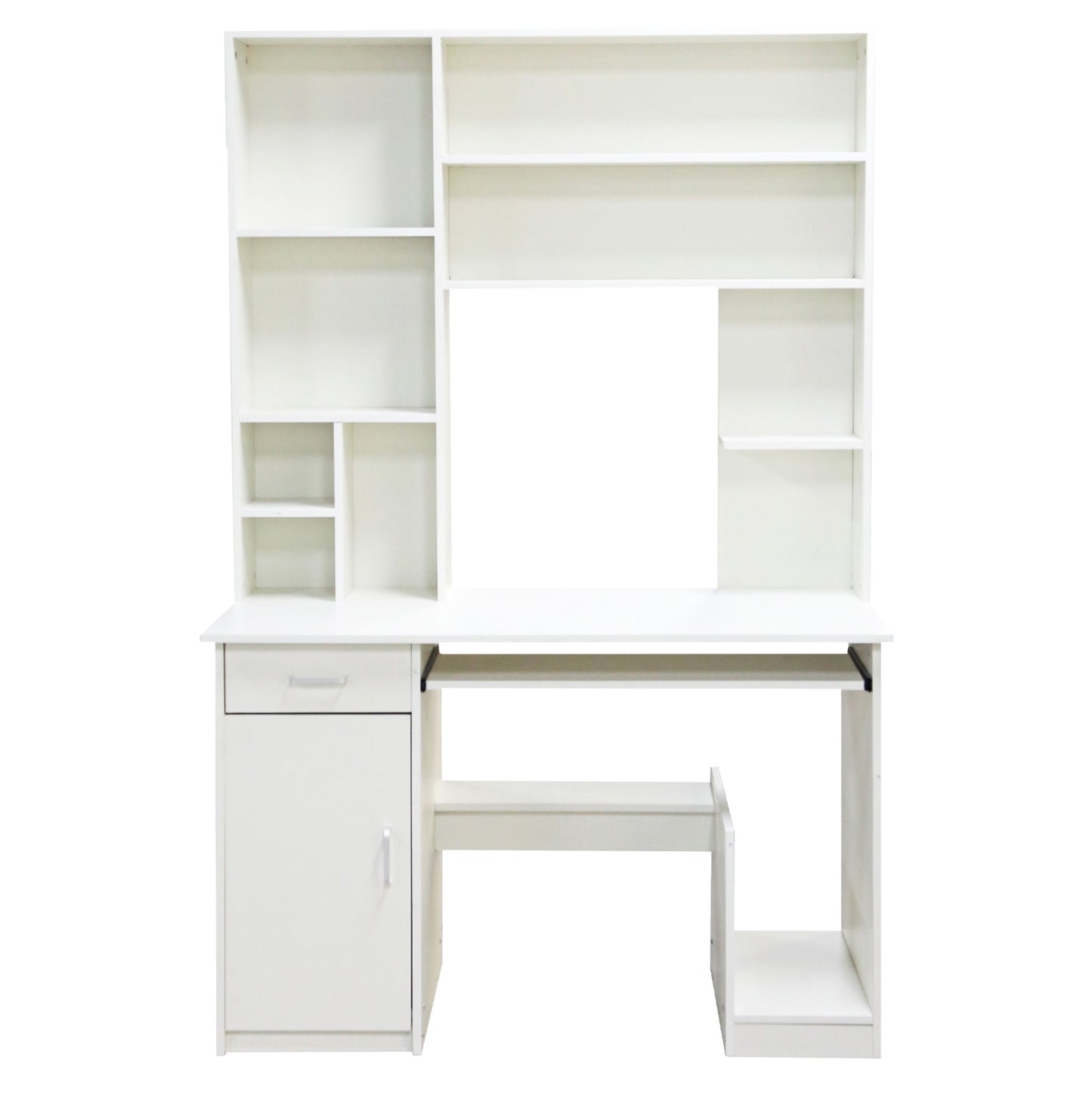 Hm2032.03 Desk "status" With Bookcase-shelves, White, 120x55x182