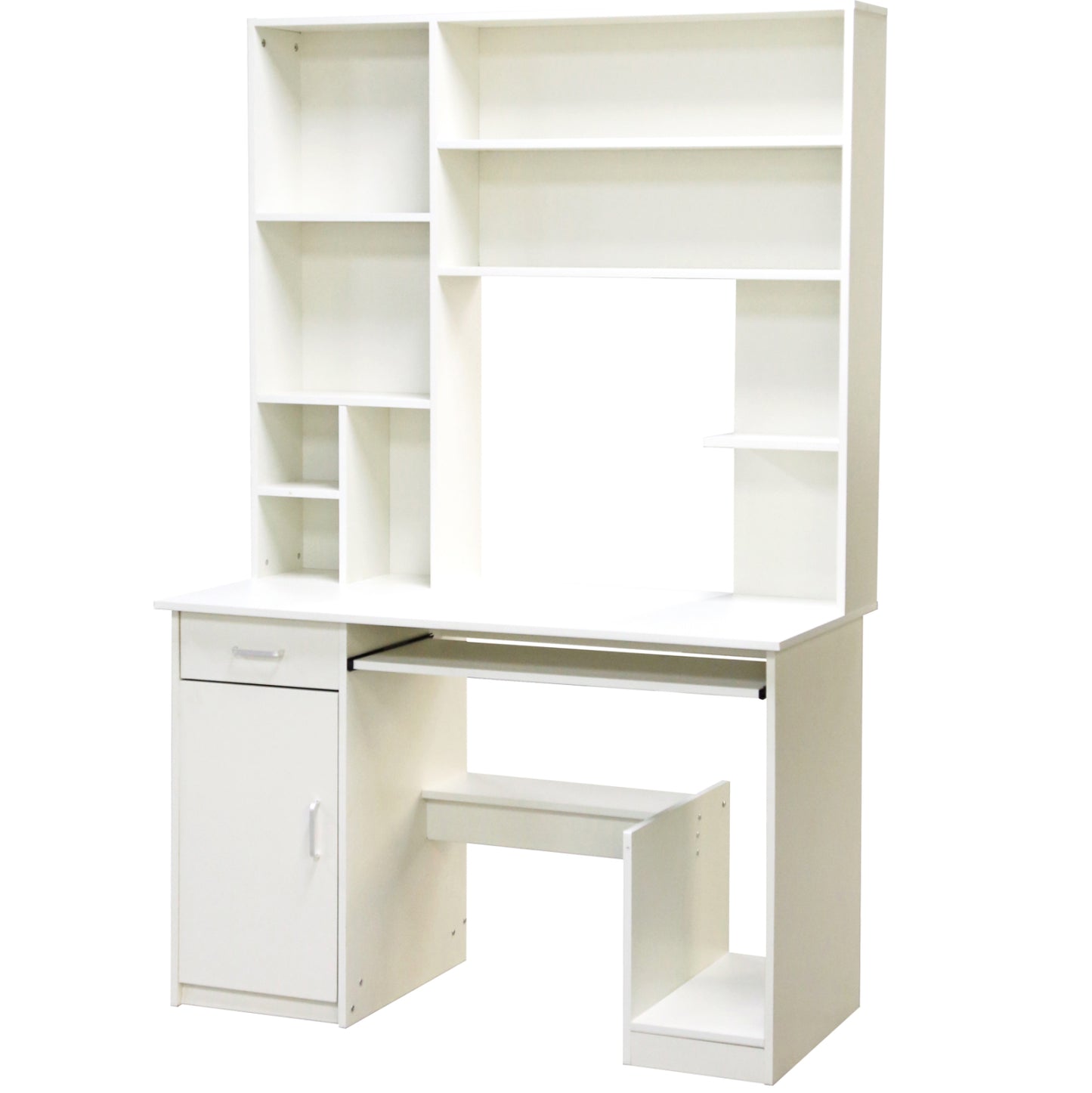 Hm2032.03 Desk "status" With Bookcase-shelves, White, 120x55x182