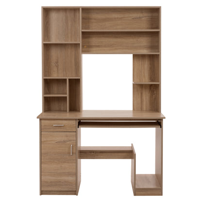 Hm2032.02 Desk Status With Bookcase-shelves, Sonoma, 120x55x182