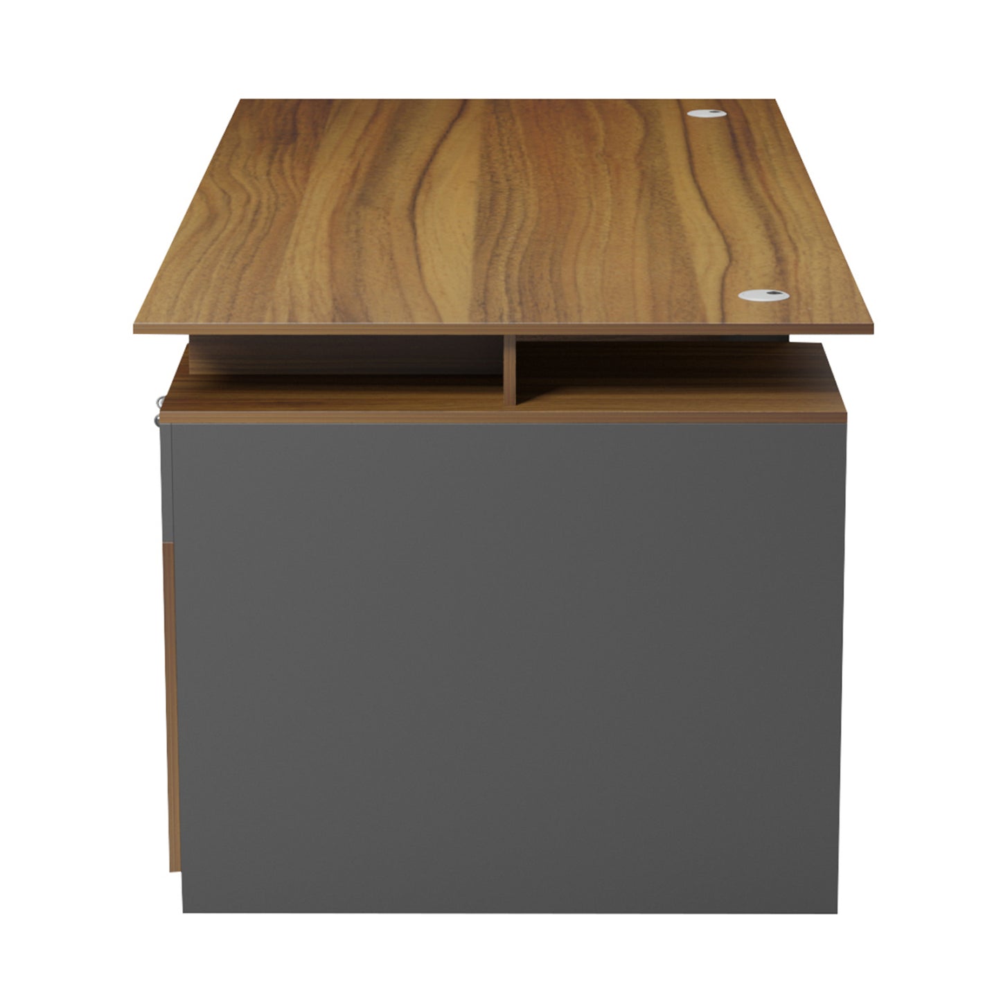 Office Desk With Right Side Cabinet Tactic Hm18387.03 Melamine In Walnut/grey 180x90x76hcm